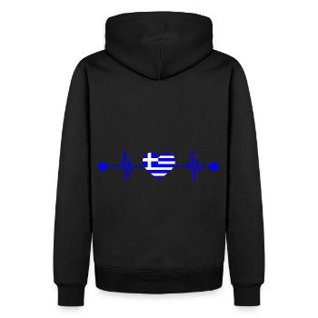 Heartbeat Grèce grecque - Sweat à capuche Premium bio Homme - noir - Dos - Nico (187cm)