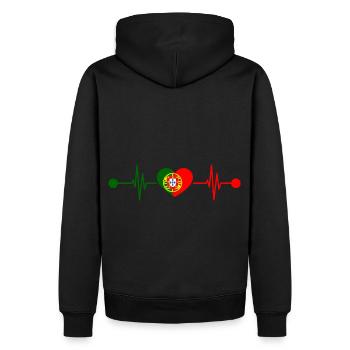 Herzschlag Portugiese Portugal - Männer Premium Bio Hoodie - Schwarz - Hinten - Nico (187cm)