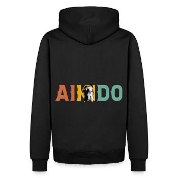 Aikido - Men’s Premium Organic Hoodie - black - Back - Nico (187cm)
