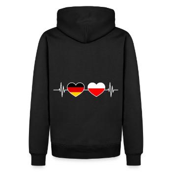 Herzschlag Deutschland Polen - Männer Premium Bio Hoodie - Schwarz - Hinten - Nico (187cm)