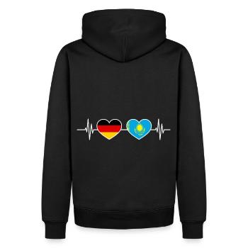 Herzschlag Deutschland Kasachstan - Männer Premium Bio Hoodie - Schwarz - Hinten - Nico (187cm)
