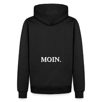 Dialect funny Moin Hello - Men’s Premium Organic Hoodie - black - Back - Nico (187cm)