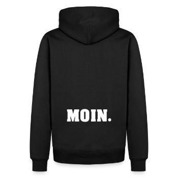 Moin Hallo Mundart - Männer Premium Bio Hoodie - Schwarz - Hinten - Nico (187cm)