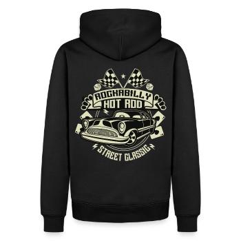 Rockabilly Hotrod. Retro Vintage Fifties Sixties - Männer Premium Bio Hoodie - Schwarz - Hinten - Nico (187cm)
