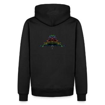 Weihnachtsbaum Regenbogen / Weihnachtsbaum Regenbogen - Männer Premium Bio Hoodie - Schwarz - Hinten - Nico (187cm)