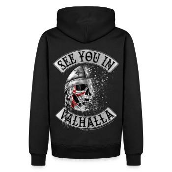 Entrée dans le Valhalla - Sweat à capuche Premium bio Homme - noir - Dos - Nico (187cm)