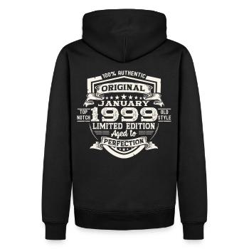 Né le 24 janvier 1999 Gift Man - Sweat à capuche Premium bio Homme - noir - Dos - Nico (187cm)