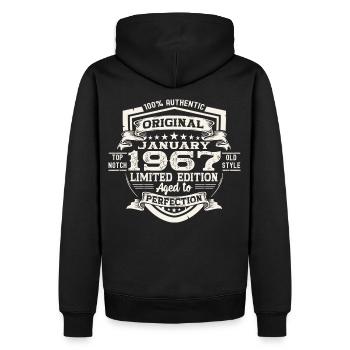 Né en 1967 Janvier 56e anniversaire Homme cadeau - Sweat à capuche Premium bio Homme - noir - Dos - Nico (187cm)