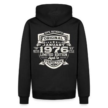 Born 1976 January 47th birthday Gift man - Men’s Premium Organic Hoodie - black - Back - Nico (187cm)