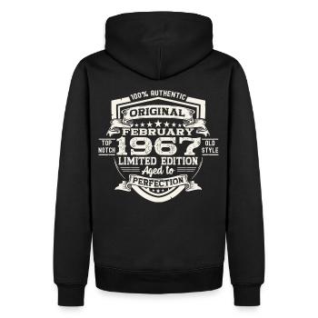 February born 1967 56th birthday gift man - Men’s Premium Organic Hoodie - black - Back - Nico (187cm)