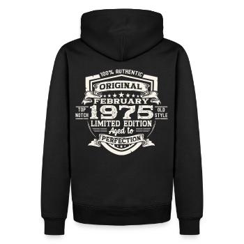 Février né 1975 48ème anniversaire cadeau homme - Sweat à capuche Premium bio Homme - noir - Dos - Nico (187cm)