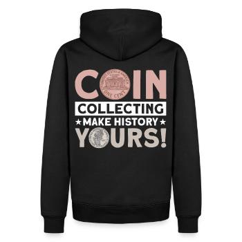 Coin Collector Numismatics Coin Collecting Coin Collection - Men’s Premium Organic Hoodie - black - Back - Nico (187cm)