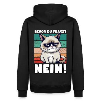 Grump Cat - Prima che tu chieda di no! Detto cinico - Felpa con cappuccio ecologica premium da uomo - nero - Retro - Nico (187cm)