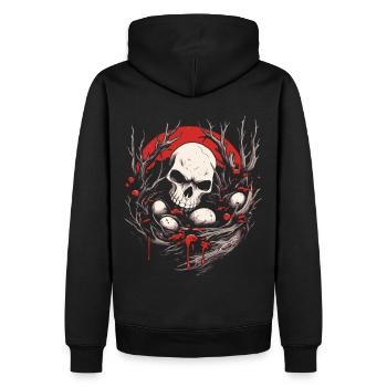 Bad Apple Totenkopf - Skull And Eggs In A Nest - Männer Premium Bio Hoodie - Schwarz - Hinten - Nico (187cm)