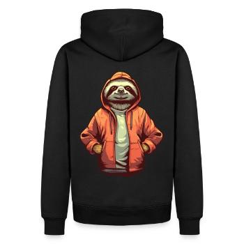 Chill Cartoon paresseux avec sweat à capuche Veste Pull - Sweat à capuche Premium bio Homme - noir - Dos - Nico (187cm)