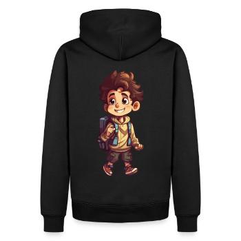 Mignon garçon de première année et enfant de garderie avec sac à dos - Sweat à capuche Premium bio Homme - noir - Dos - Nico (187cm)