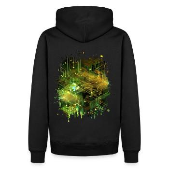 Art abstrait : carte mère de flux de données numériques - Sweat à capuche Premium bio Homme - noir - Dos - Nico (187cm)