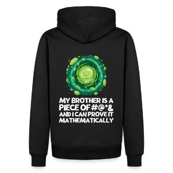 Ich hasse meinen Bruder Spruch mit Cartoon Portal - Männer Premium Bio Hoodie - Schwarz - Hinten - Nico (187cm)