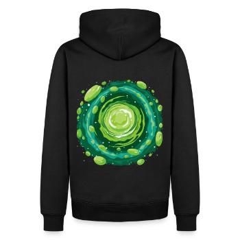 Cooles Grünes Sci-Fi Cartoon Portal für Zeitreisen - Männer Premium Bio Hoodie - Schwarz - Hinten - Nico (187cm)