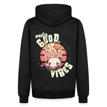 Only Good Vibes: Good Life Kawaii Boba Bubble-Tea - Männer Premium Bio Hoodie - Schwarz - Hinten - Nico (187cm)