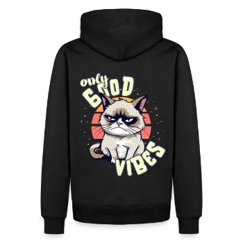 Only Good Vibes: Good Life Angry Cartoon Cat - Sweat à capuche Premium bio Homme - noir - Dos - Nico (187cm)