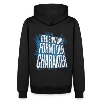 Gegenwind formt den Charakter! Radfahrer Fahrrad - Männer Premium Bio Hoodie - Schwarz - Hinten - Nico (187cm)