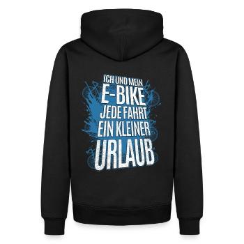 Fahrrad Elektrofahrrad Spruch - Radfahren E-Bike - Männer Premium Bio Hoodie - Schwarz - Hinten - Nico (187cm)