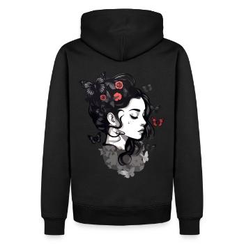 Gothic Girls and Butterflies: Aesthetic - Men’s Premium Organic Hoodie - black - Back - Nico (187cm)