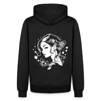 Esthétique gothique fille avec des papillons: - Sweat à capuche Premium bio Homme - noir - Dos - Nico (187cm)