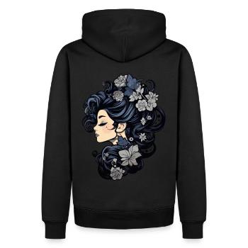 Femme gothique avec des fleurs magiques de beauté sombre - Sweat à capuche Premium bio Homme - noir - Dos - Nico (187cm)