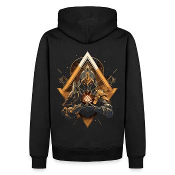 Epic Gamer Guardian mit goldener Energiequelle - Männer Premium Bio Hoodie - Schwarz - Hinten - Nico (187cm)