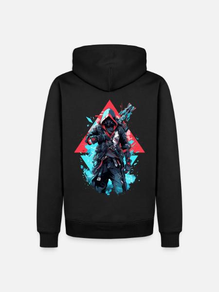 Epic Gamer Cyber Assassin in Blue and Red - Men’s Premium Organic Hoodie - black