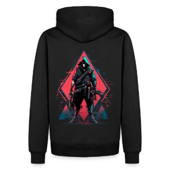Epic Gamer Cyber Assassin Digital Route Rouge - Sweat à capuche Premium bio Homme - noir - Dos - Nico (187cm)