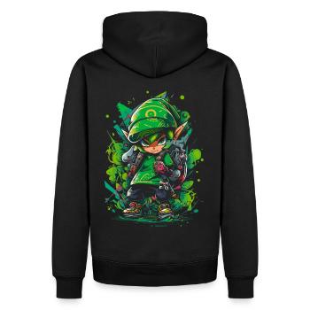 Look de joueur cool: La légende du garçon de la forêt - Sweat à capuche Premium bio Homme - noir - Dos - Nico (187cm)