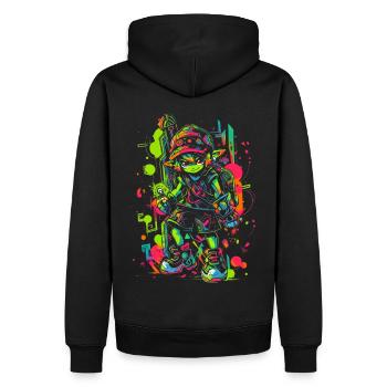 Cooles Gaming Design Legendärer Junge aus dem Wald - Männer Premium Bio Hoodie - Schwarz - Hinten - Nico (187cm)