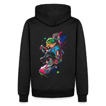 Legendary Forest Boy: Cool Boarder Gaming Design - Sweat à capuche Premium bio Homme - noir - Dos - Nico (187cm)