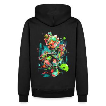 Cooles Design: Waldjunge: Die Legende des Gamings - Männer Premium Bio Hoodie - Schwarz - Hinten - Nico (187cm)