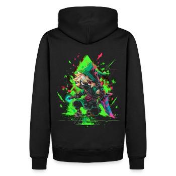 Waldjunge, Legende: Cooles Design für echte Gamer - Männer Premium Bio Hoodie - Schwarz - Hinten - Nico (187cm)