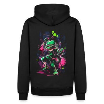 Waldjunge als Gaming-Legende im coolen Design - Männer Premium Bio Hoodie - Schwarz - Hinten - Nico (187cm)