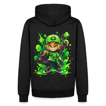 Cooles Gaming-Design: Waldjunge eine wahre Legende - Männer Premium Bio Hoodie - Schwarz - Hinten - Nico (187cm)