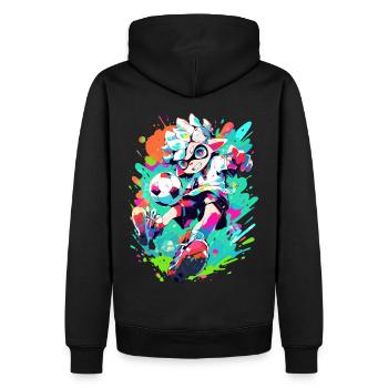 Footballeur funky dans un look de jeu de street art cool - Sweat à capuche Premium bio Homme - noir - Dos - Nico (187cm)