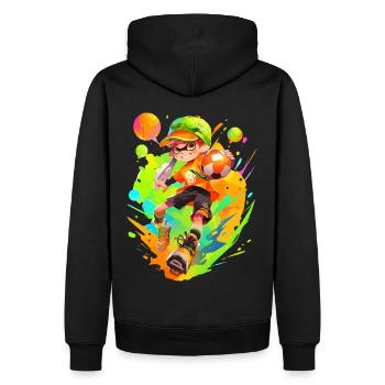 Table de baby-foot de dessin animé cool dans le style de jeu de street art - Sweat à capuche Premium bio Homme - noir - Dos - Nico (187cm)