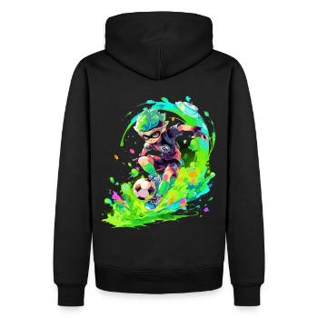 Ambiance cool de jeu d’art de rue avec un joueur de football - Sweat à capuche Premium bio Homme - noir - Dos - Nico (187cm)