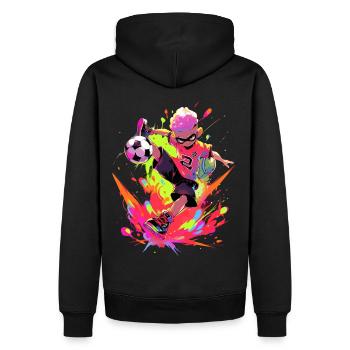 Cool Cartoon Footballer - Street Art Gaming Design - Sweat à capuche Premium bio Homme - noir - Dos - Nico (187cm)