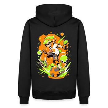 Le jeu rencontre le StreetArt : un joueur de football cool - Sweat à capuche Premium bio Homme - noir - Dos - Nico (187cm)