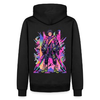 Shibuya: Cool Anime Boy avec épée japonaise - Sweat à capuche Premium bio Homme - noir - Dos - Nico (187cm)