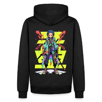Shibuya: Cool Anime Boy avec épée japonaise - Sweat à capuche Premium bio Homme - noir - Dos - Nico (187cm)