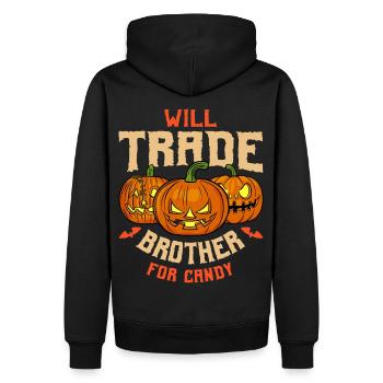 Will Trade Brother For Candy: Halloween Kürbis - Männer Premium Bio Hoodie - Schwarz - Hinten - Nico (187cm)