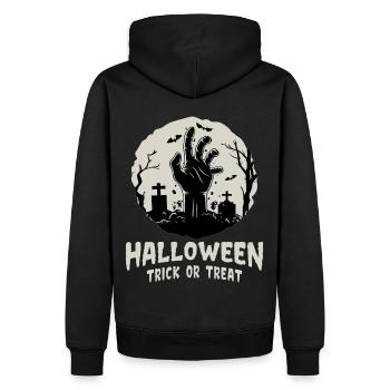 Halloween Trick Or Treat Zombie Hand in Graveyard - Men’s Premium Organic Hoodie - black - Back - Nico (187cm)