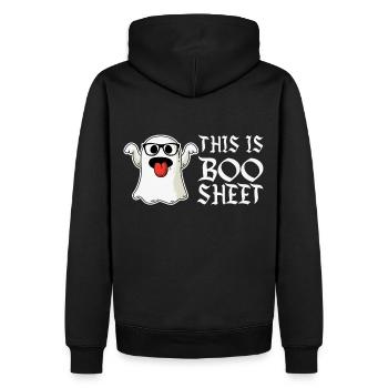 This Is Boo Sheet: Lustiges Halloween Gespenst - Männer Premium Bio Hoodie - Schwarz - Hinten - Nico (187cm)